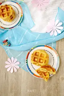 Potato mashed with red potato waffles