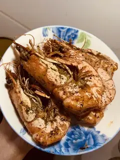 Fried black tiger shrimp