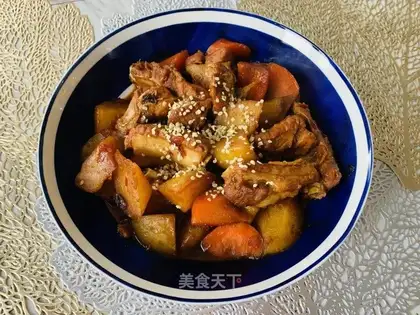 Pyramid ribs burn carrot potatoes