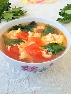 Celery tomato egg soup