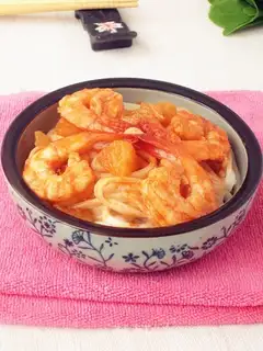 Cheese juice, melon shrimp noodles
