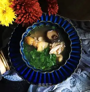 Chicken soup from red cucumbers