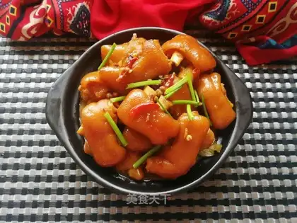 Red burning pig hoof