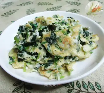 Shrimp spinach fried duck eggs