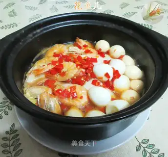 Shrimp-dried quail egg chords