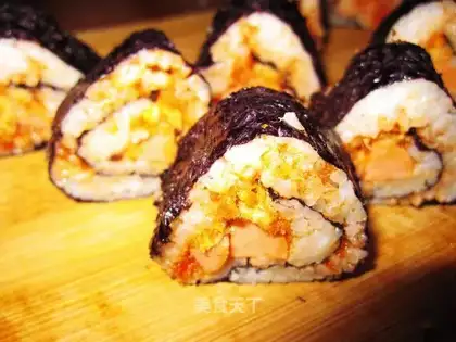 Spicy ham and pork floss and sushi