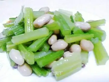 Celery mixed with peanuts