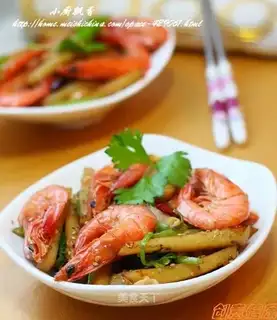 Less oil version of spicy shrimp