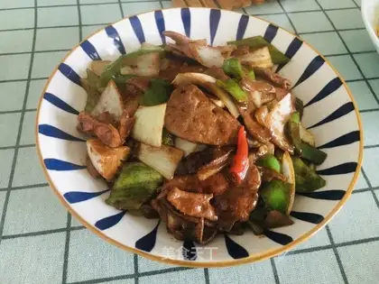 The green peppers, the onions, the liver
