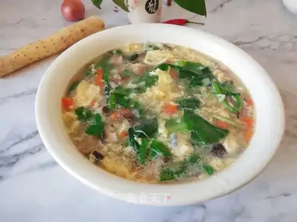Pork mushroom egg and vegetable soup