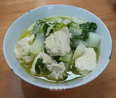 Chicken soup, frozen tofu