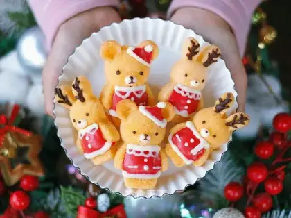 Christmas bear, deer, pound cake
