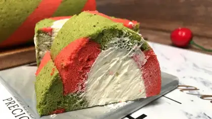 Christmas double Swiss roll cake