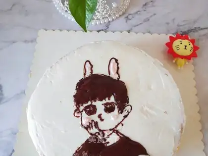 The cartoon character is eight-inch cream cake