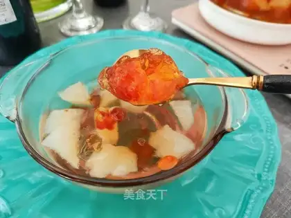 Peach gel and Sydney soup