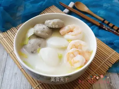 Snack cake, shrimp soup