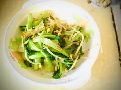 Soybean sprouts and tofu