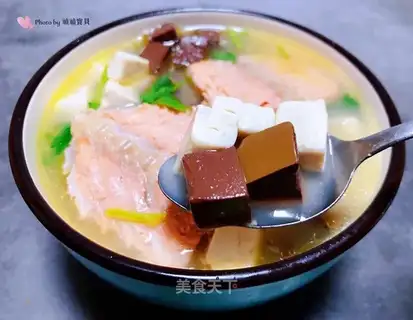 Double tofu salmon soup