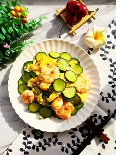 cucumber shrimp fried eggs