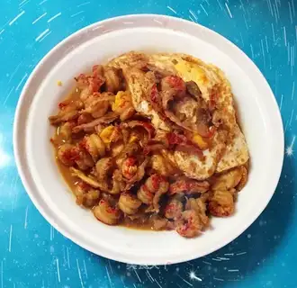 Shrimp with eggs