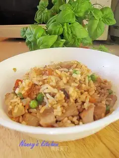 Colorful roasted pork fried rice