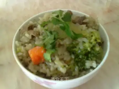 Braised rice with mutton and onion