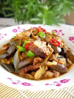 Roast duck roasted eggplant