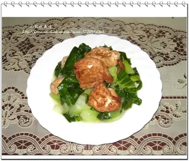 Braised tofu with green vegetables