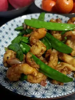 Shrimp fried Dutch beans