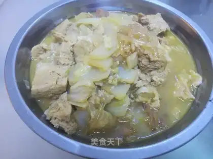 The cabbage with a bouquet of tofu