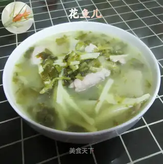 Pickles and swirling meat soup