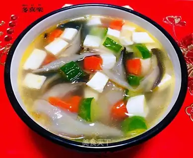 A tofu soup for mushrooms