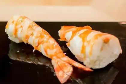 Sushi with ripe shrimp
