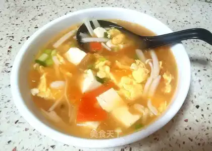 Tomato tofu mushroom soup