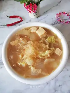 Soy sauce and tofu soup