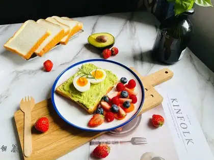 Classic breakfast. Open toast