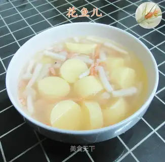 Shrimp rice and sea mushrooms and cherry tofu soup