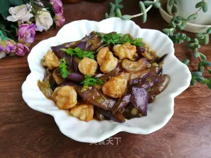 Fish, shrimp, eggplant