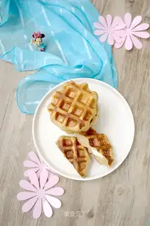 Cheese with a croissant, waffles
