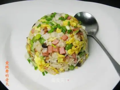 Square leg sausage fried rice with mushroom and egg
