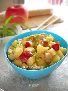 Sweet and sour apple chicken diced