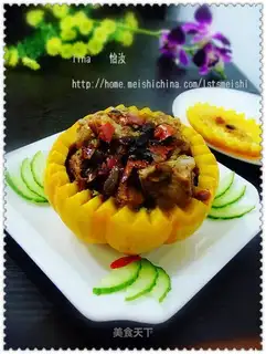 Steamed ribs with black pepper and pumpkin