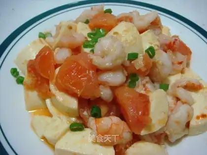 stir-fried shrimp with jade bean curd