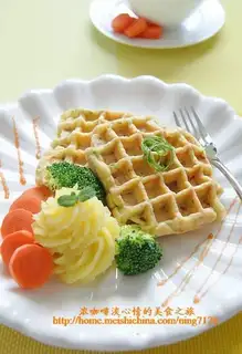 Scallion pork waffles