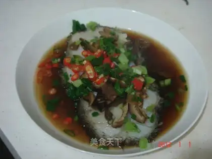 Steamed cod with mushrooms