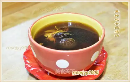 Black twilight mushroom chicken soup