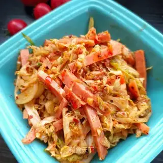 A cabbage with sausage
