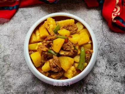 Roasted corn potatoes, ribs