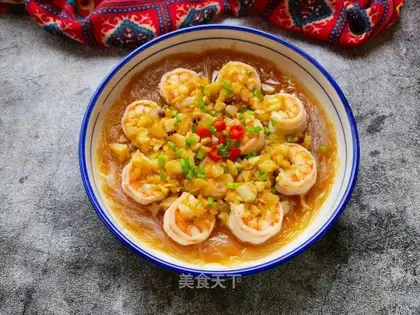 Garlic fans steam shrimp