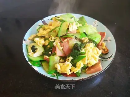 cucumber spinach fried eggs